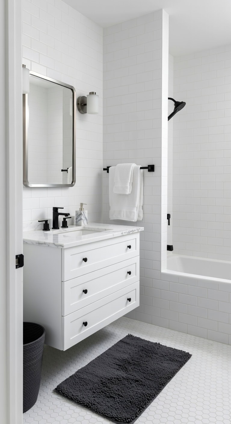 monochrome spa inspired bathroom retreat