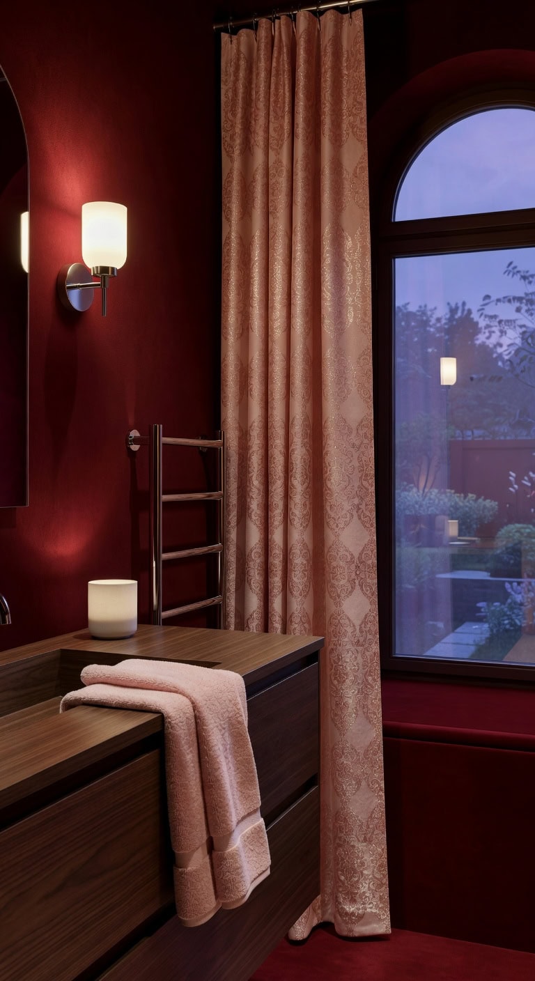 moody rich dark red bathrooms