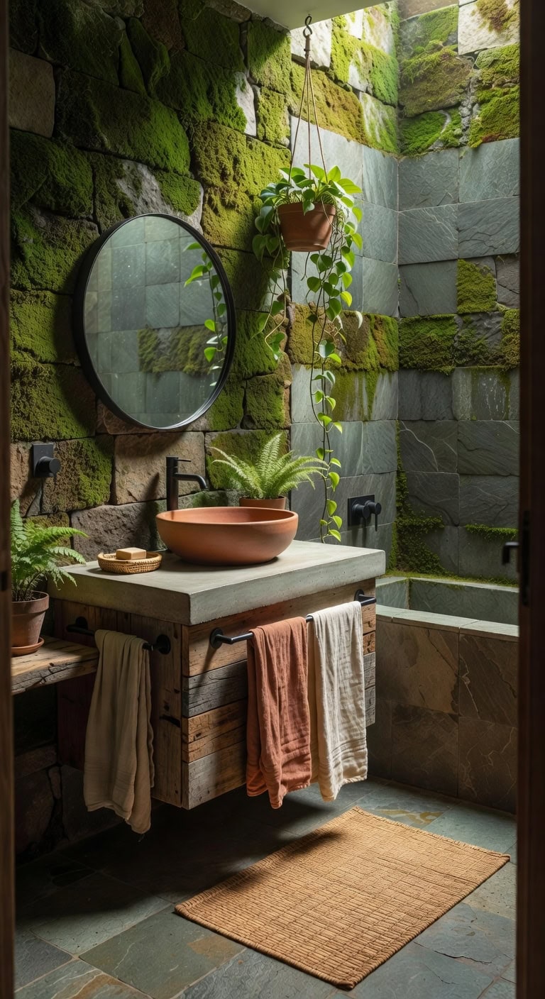 mossy urban jungle bathroom