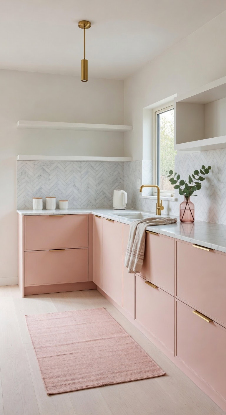 muted blush pink minimalist kitchen palette