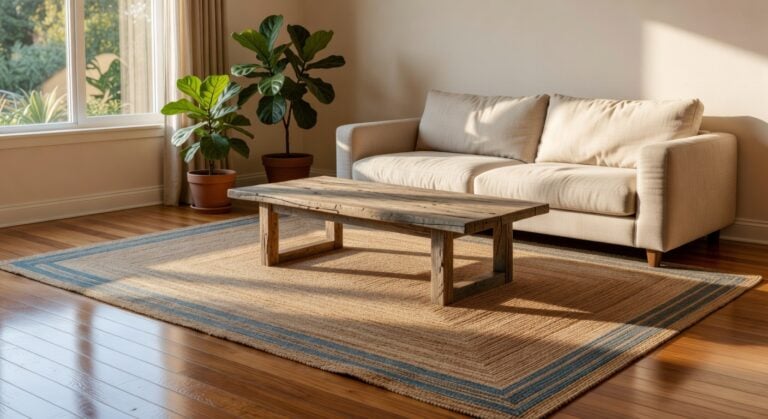 natural jute blue bordered