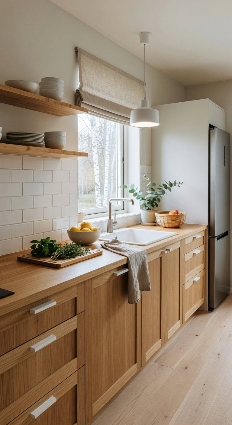 natural oak scandinavian kitchen