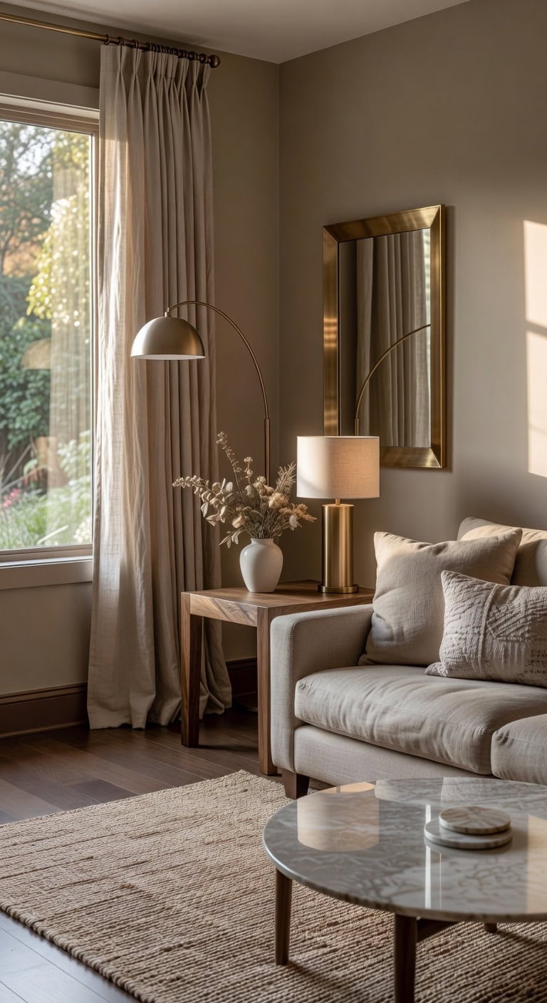 nature inspired brown green interiors