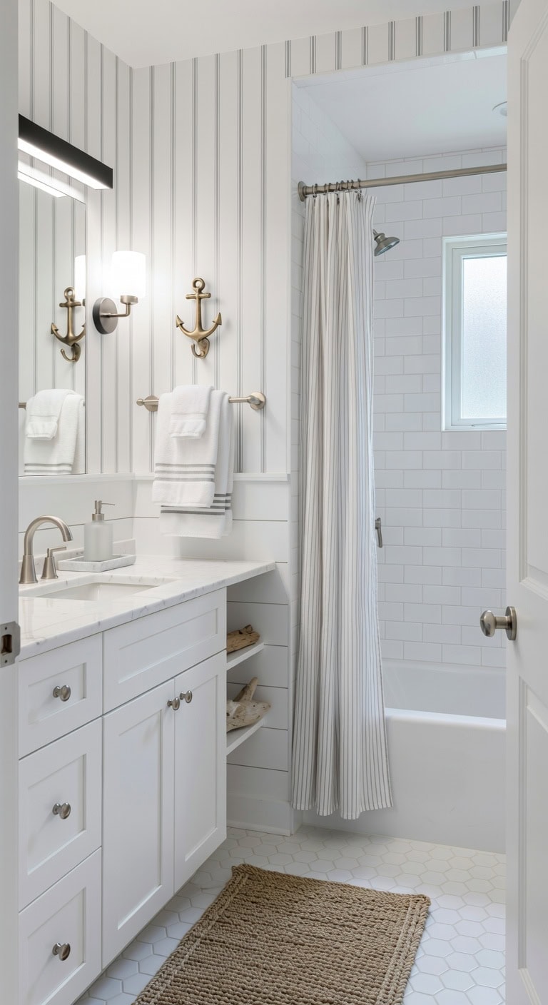 nautical brass striped coastal retreat