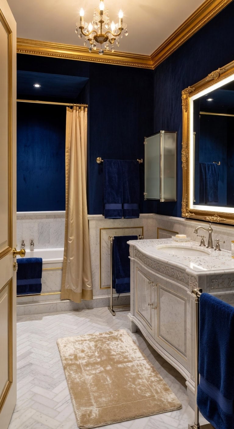 navy gold crystal luxury
