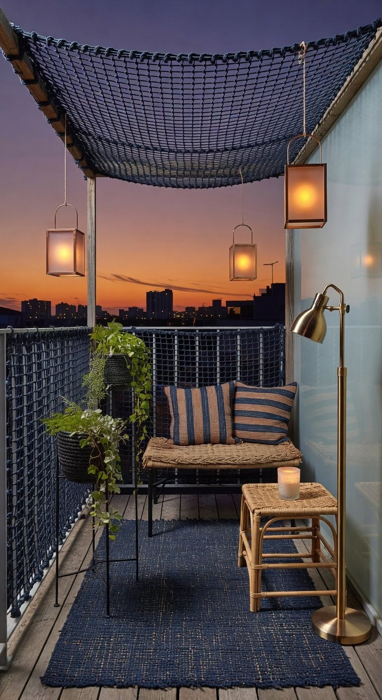 navy rope lantern balcony ambiance