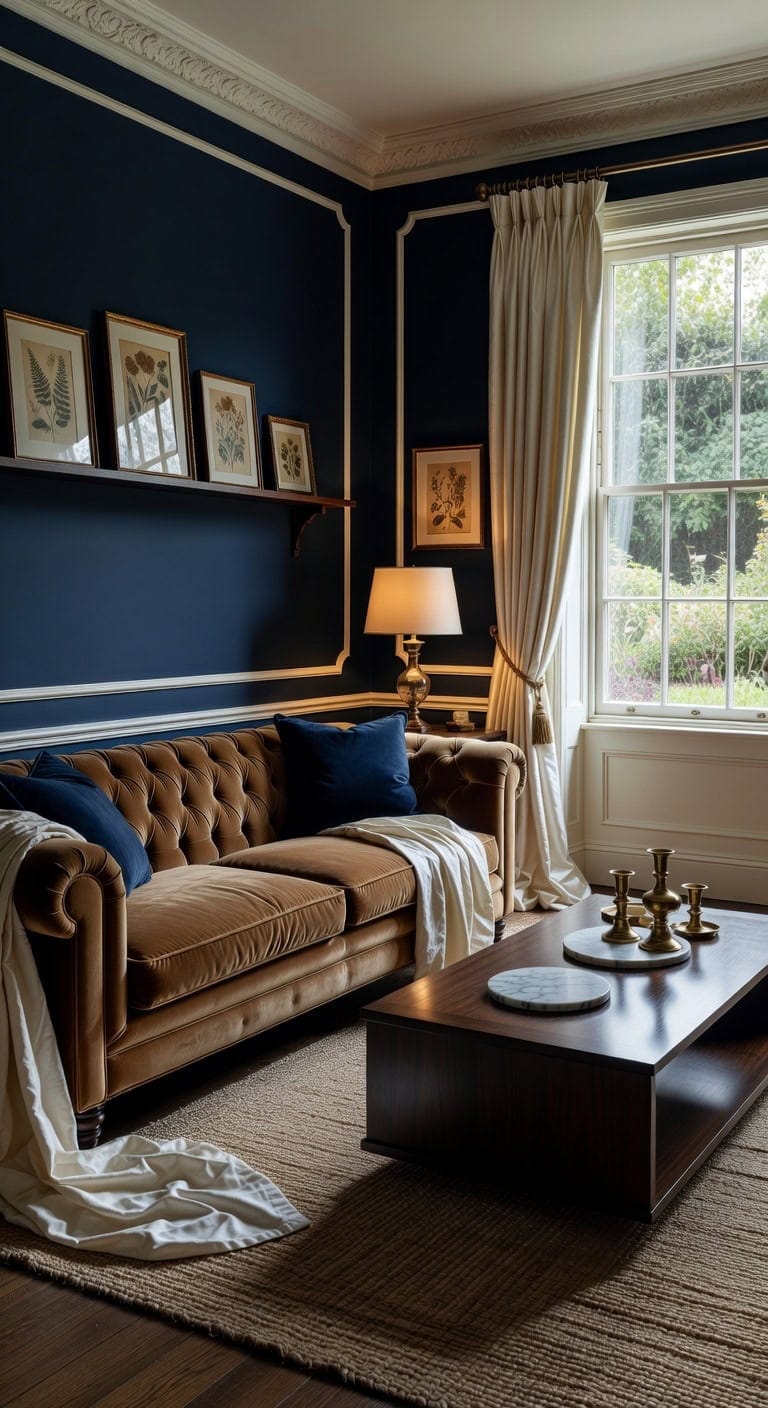 navy velvet silk marble accents