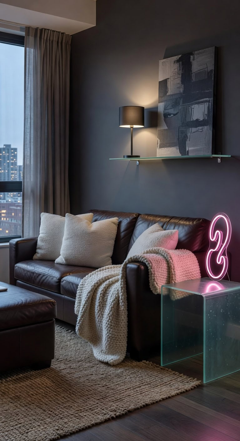 neon accented cozy contemporary mix