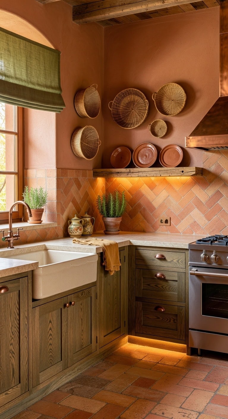 olive hickory terracotta woven