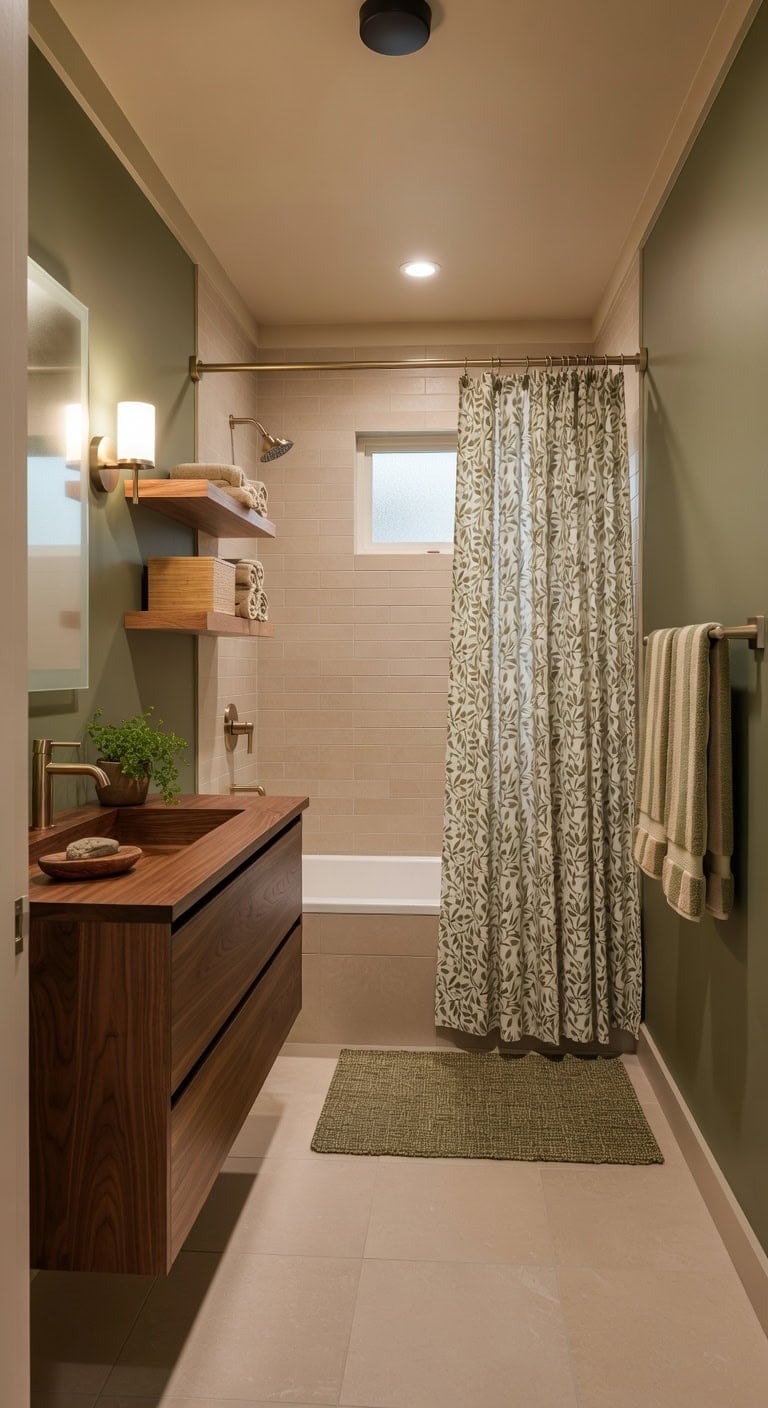 olive leaf urban jungle bathroom