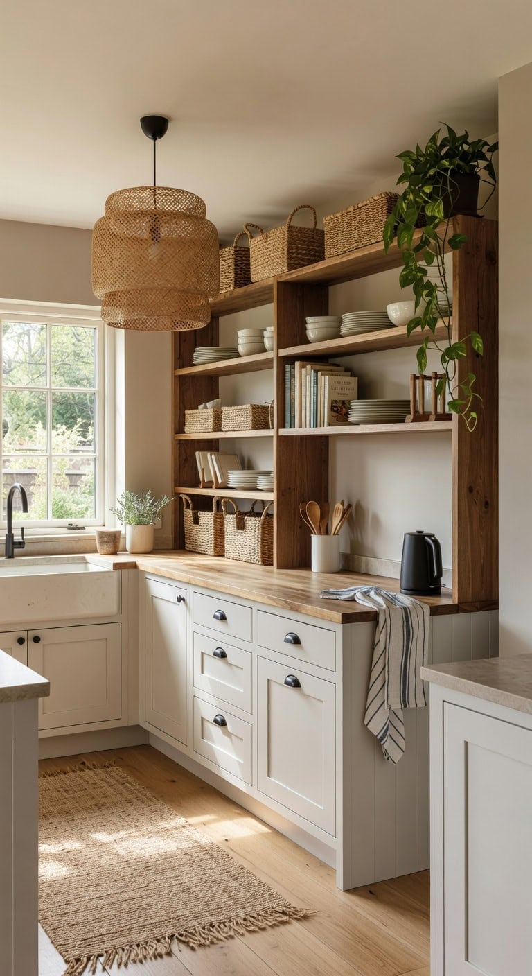 open airy layered kitchen display