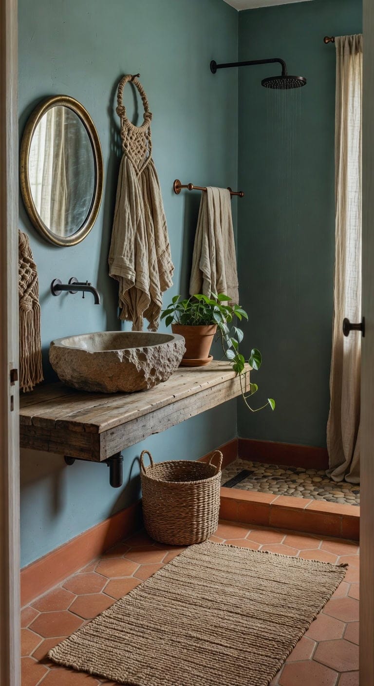 organic boho teal terracotta retreat