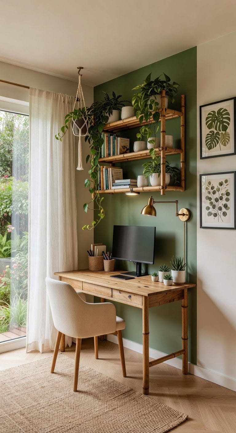 organic home office plant decor