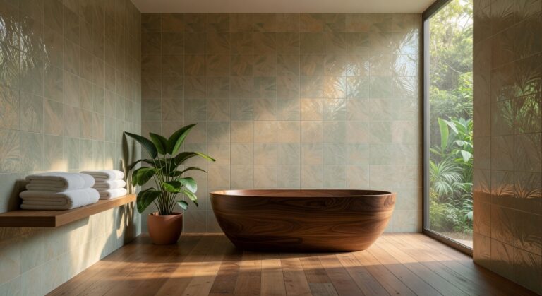 palm leaf ceramic wall tiles
