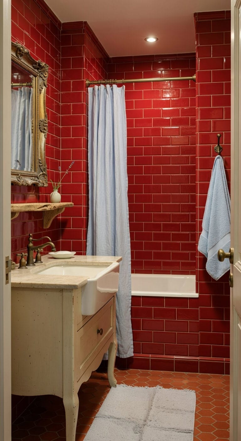 pastel blue french country bathroom
