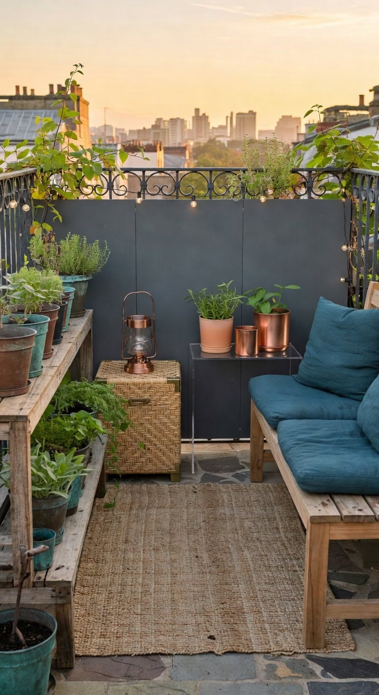 patinated bronze balcony garden