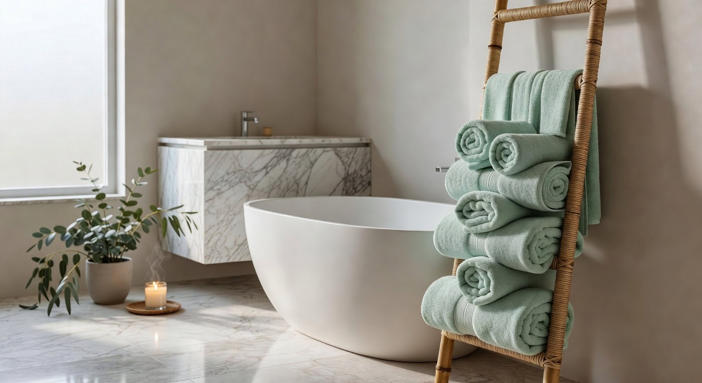 plush durable eco friendly seafoam bath towels
