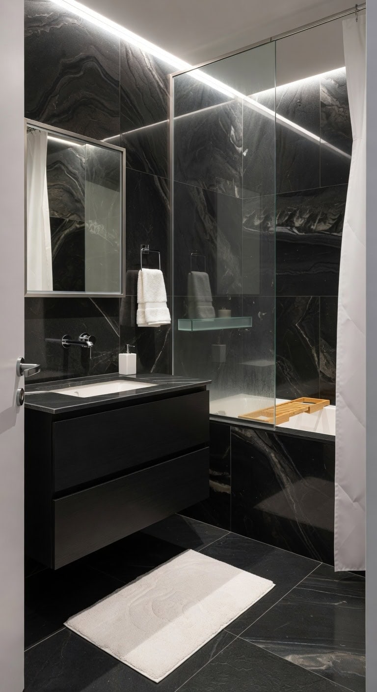 polished chrome minimalist bathroom