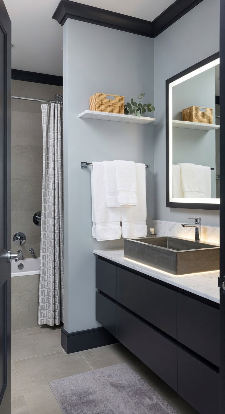 polished concrete luxe bathroom