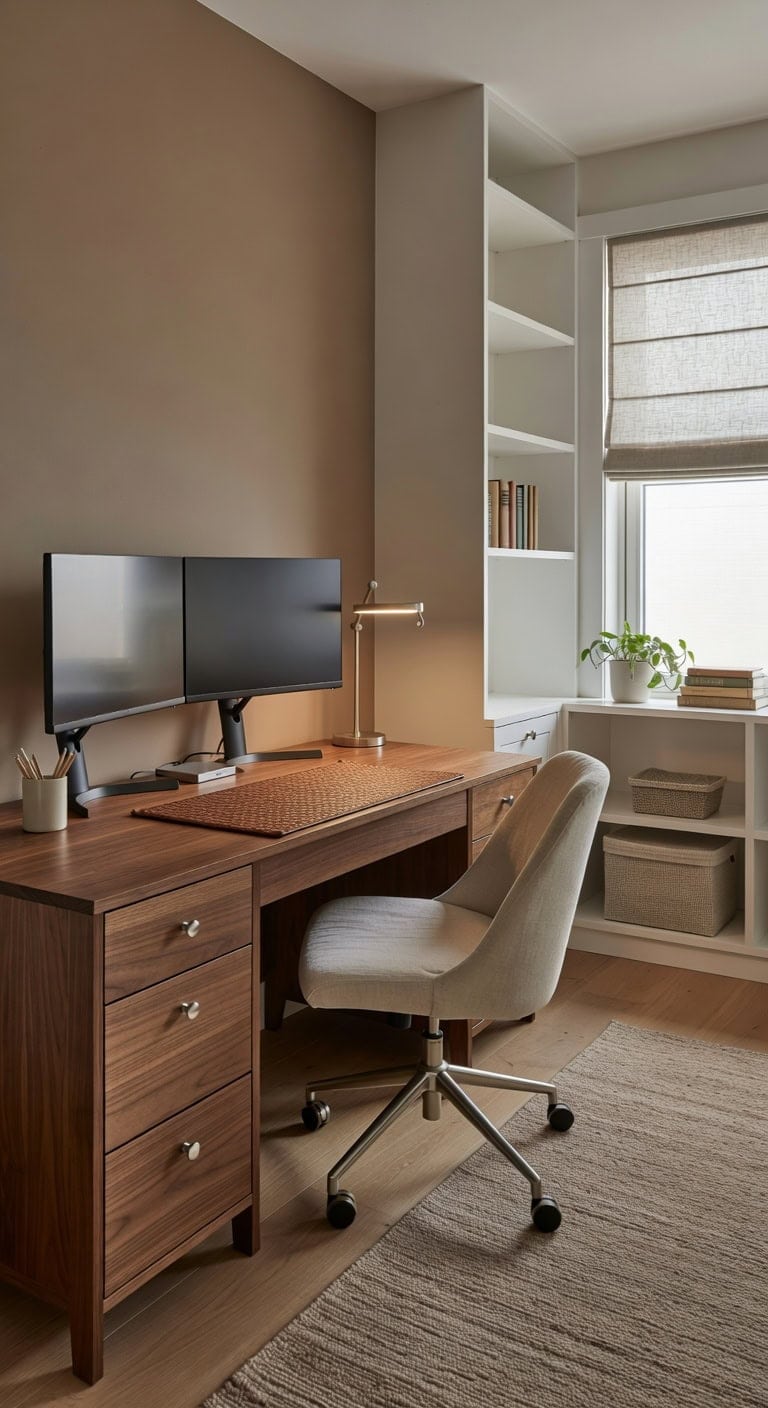 polished focused dual monitor workspace