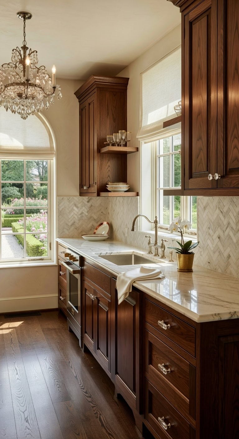 polished hickory crystal elegance