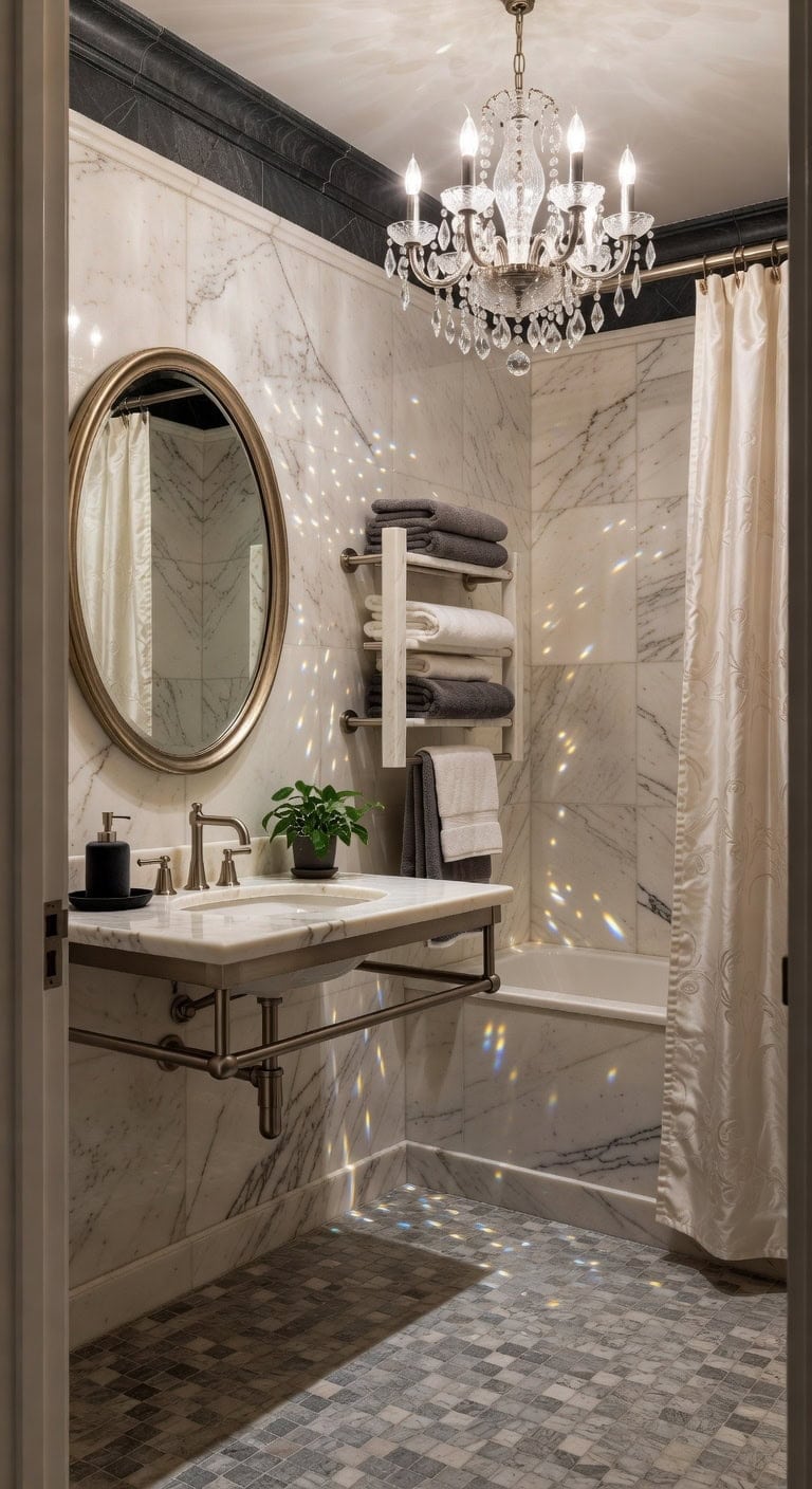 polished marble crystal accents