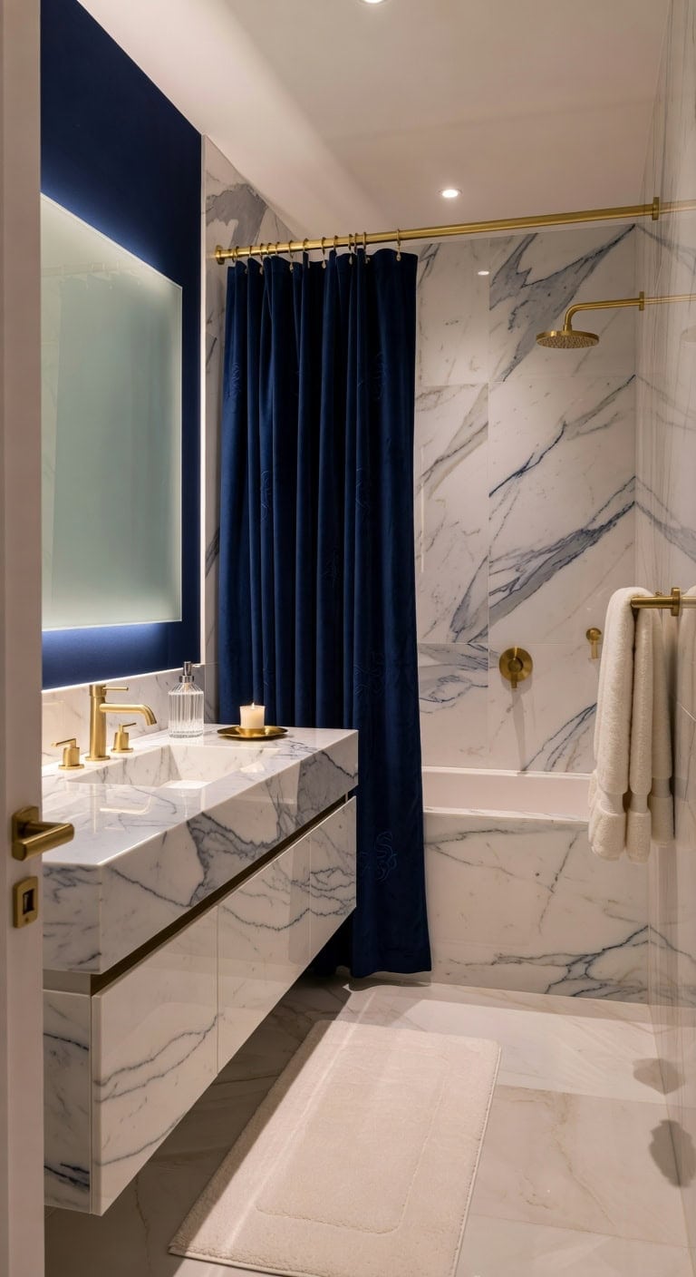 polished marble gold faucet