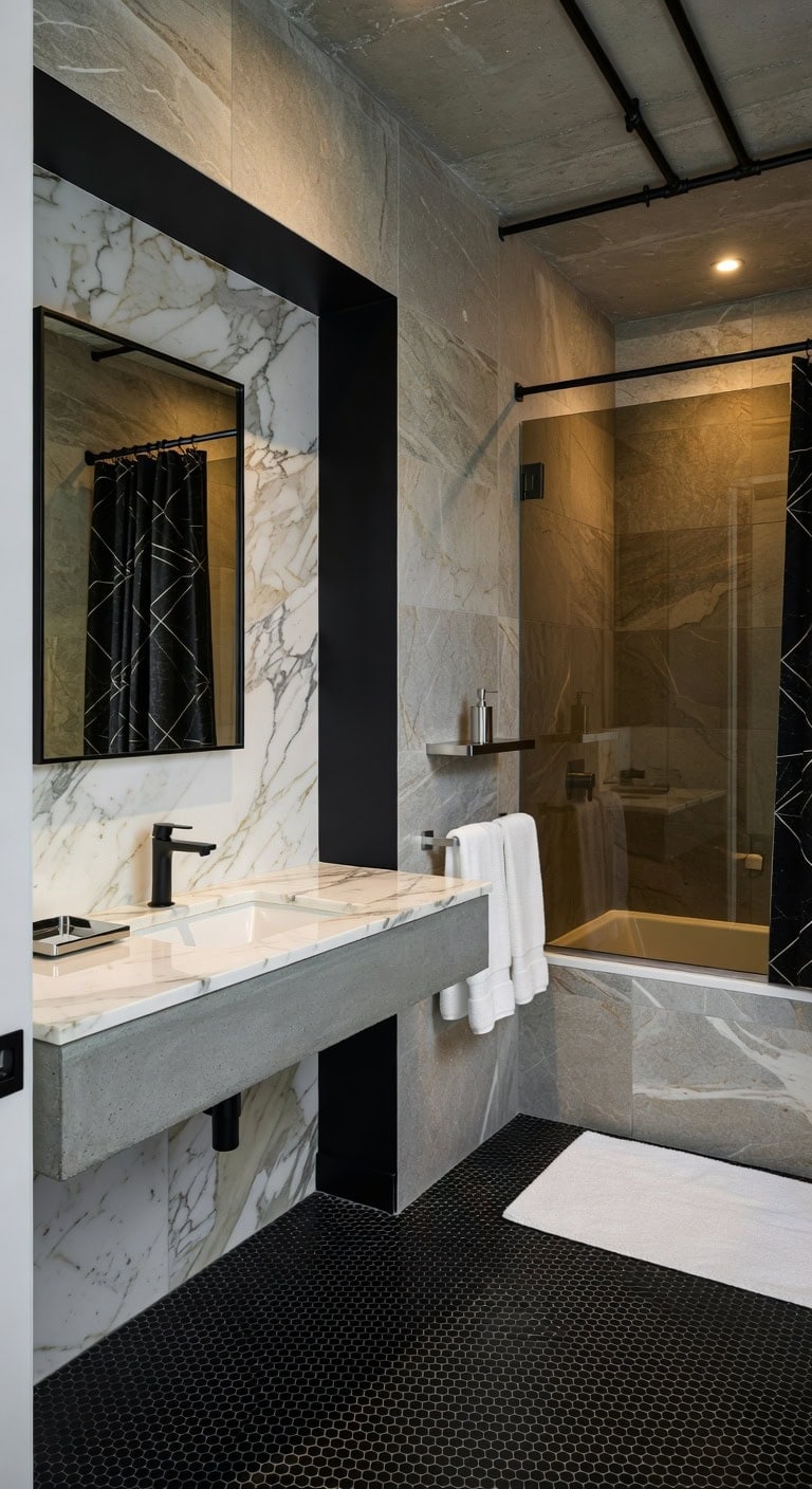 polished marble matte black