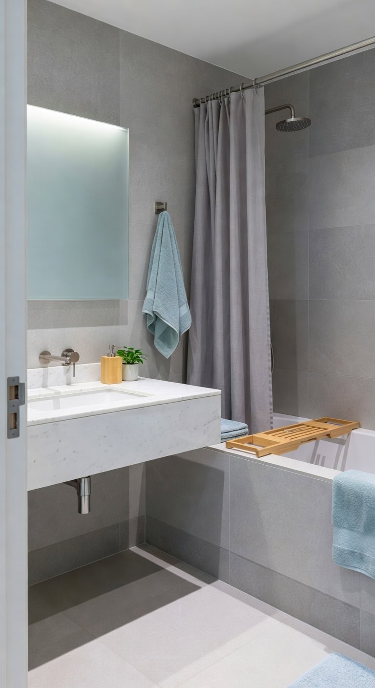 polished marble zen bathroom