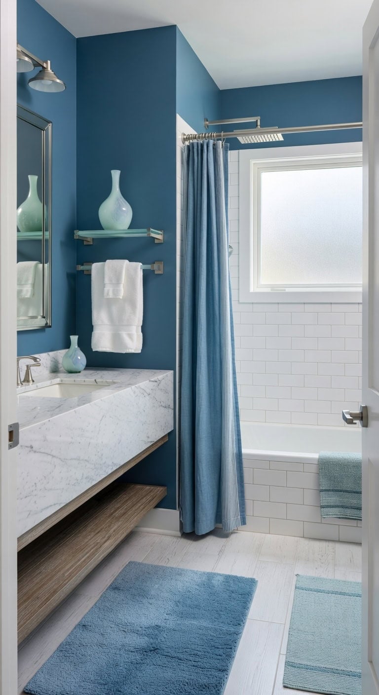 polished silver coastal bathroom