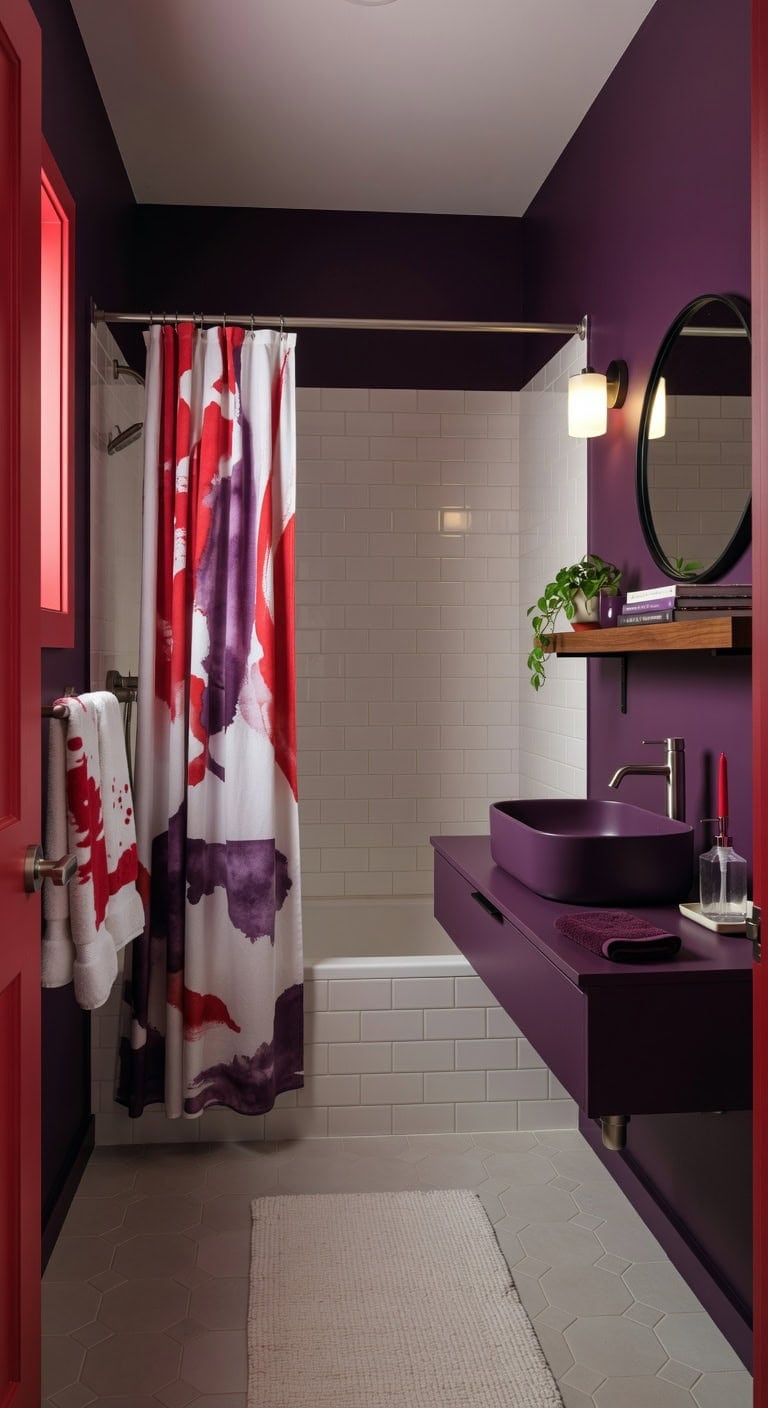 purple and red artistic bath