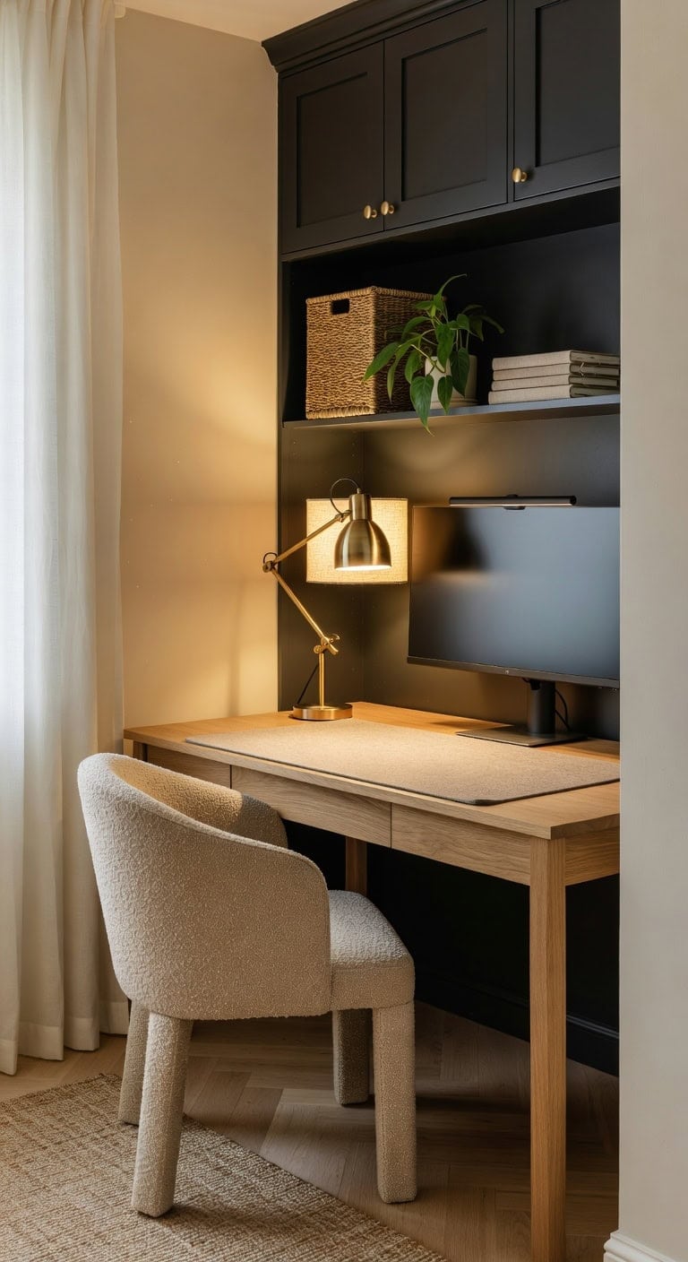 purposeful layered home office lighting