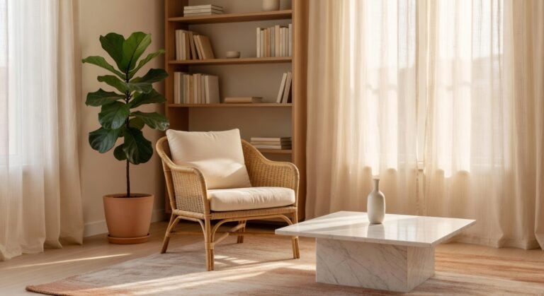 rattan accent chairs with cream cushions