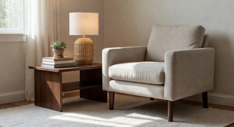 rattan table lamps with linen