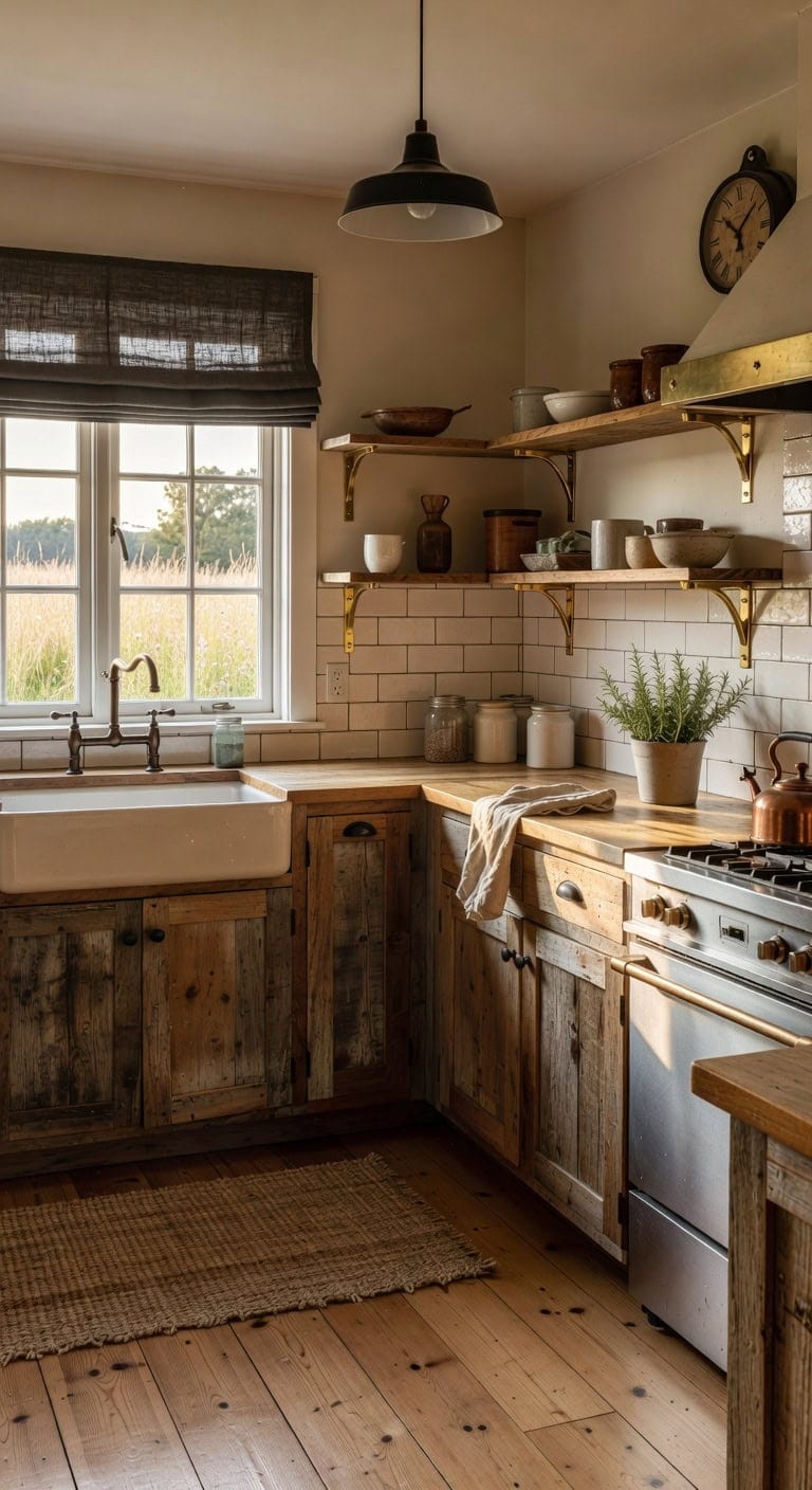 reclaimed wood matte black brass