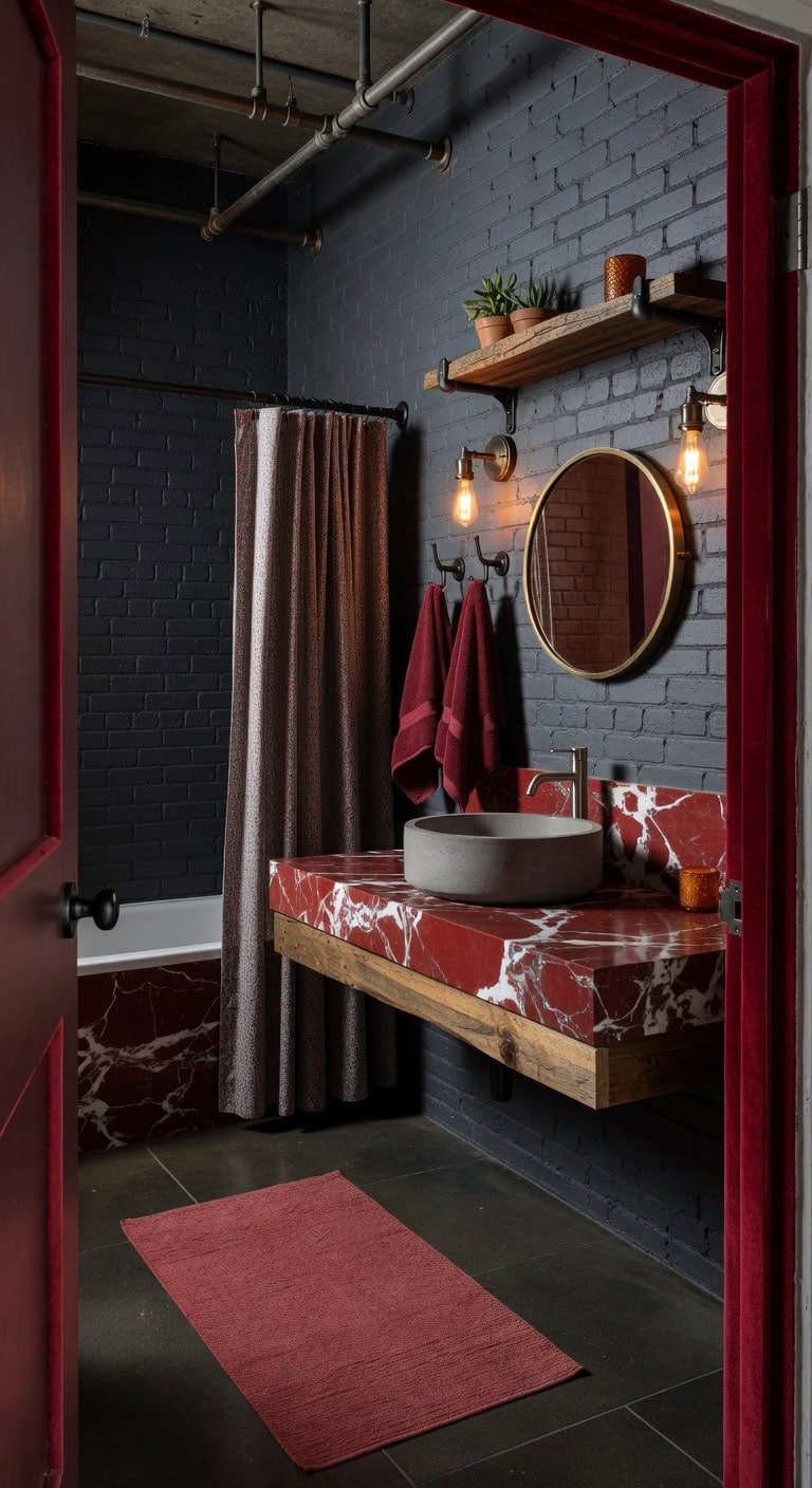 red marble industrial loft