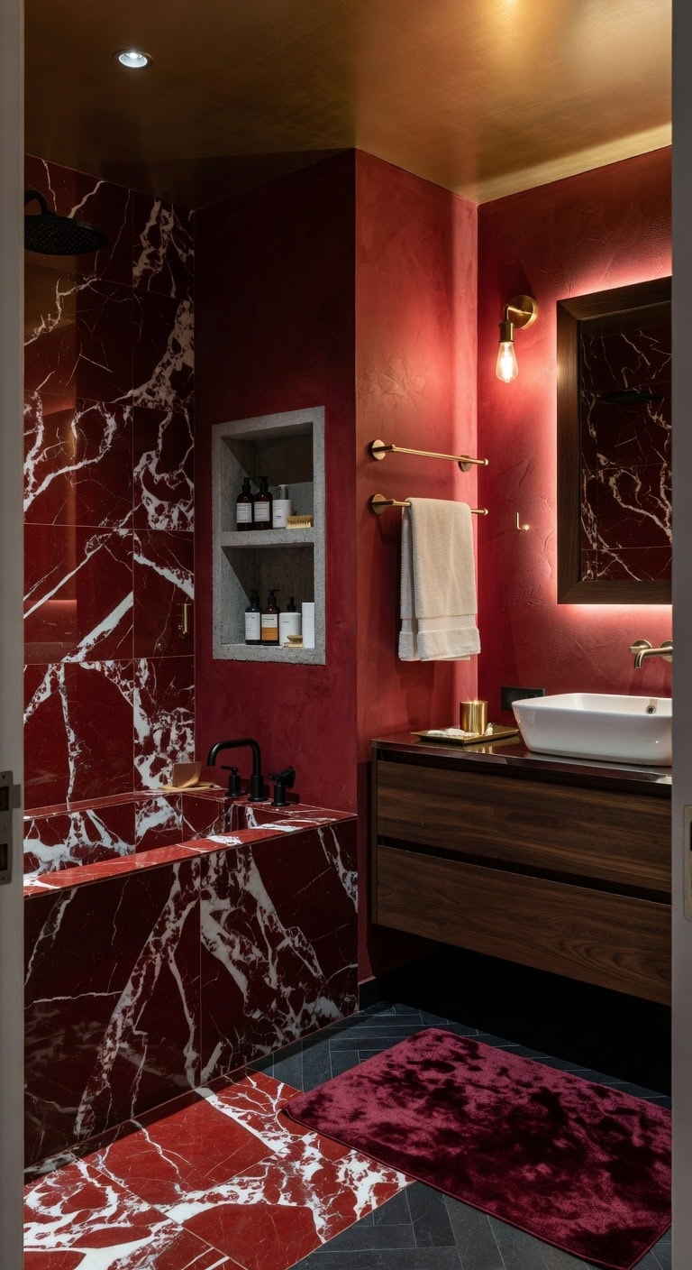 red marble industrial luxe