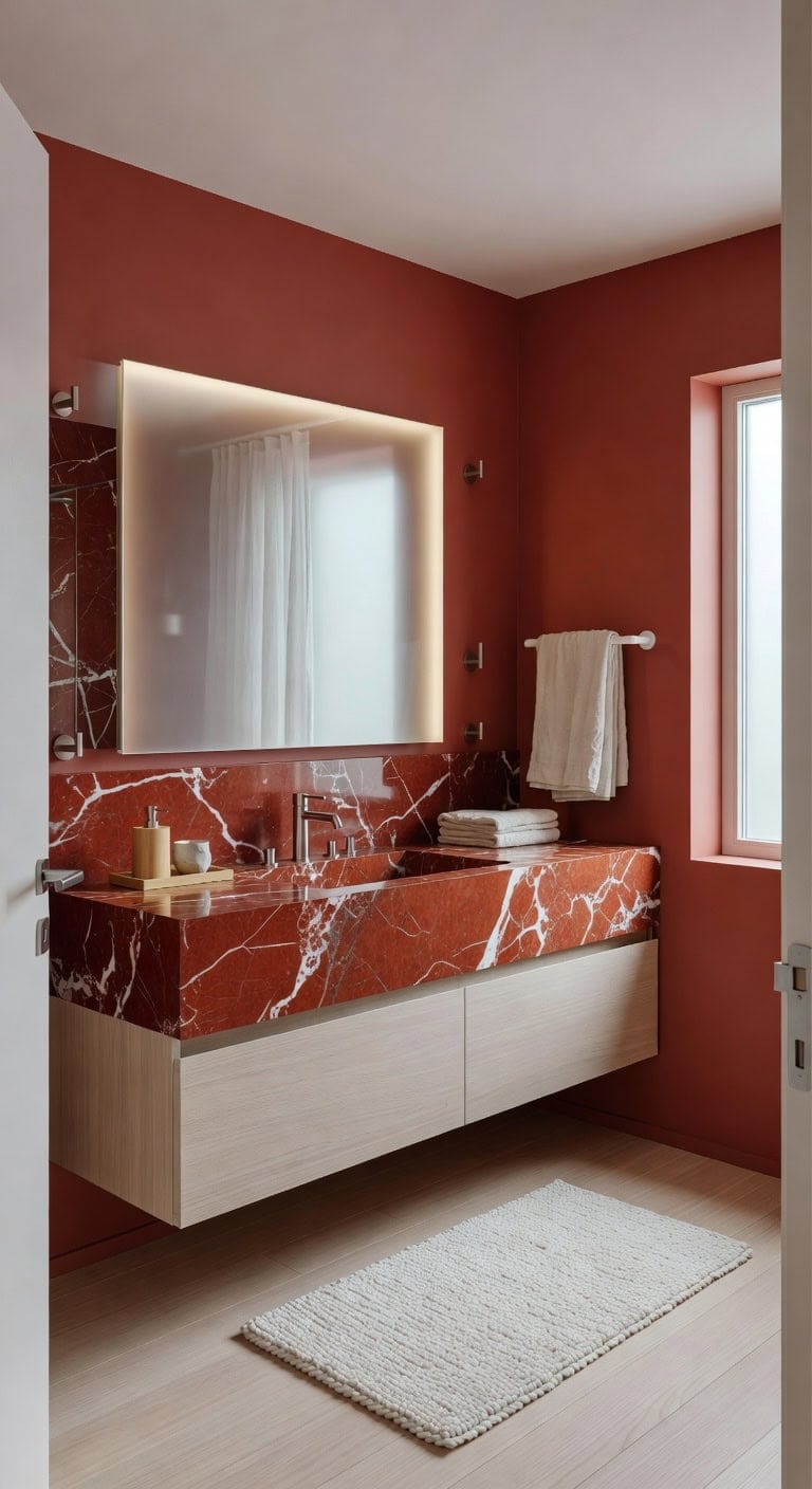 red marble scandinavian retreat