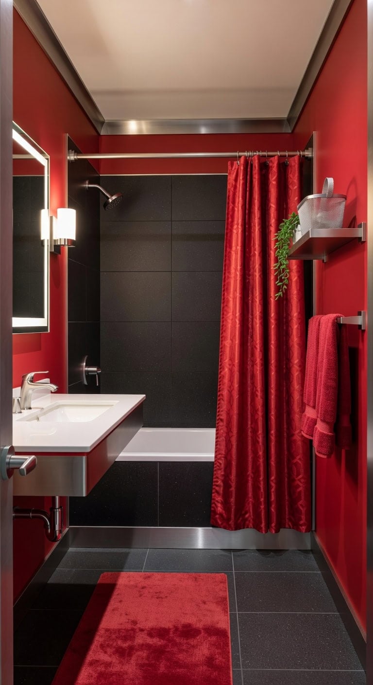 red metallic futuristic bathroom