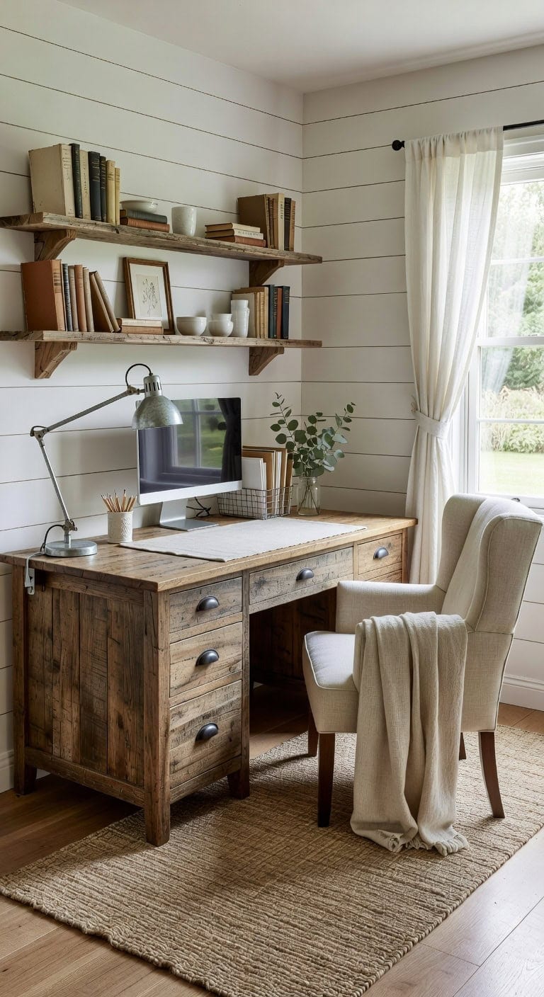 refined collected farmhouse office design