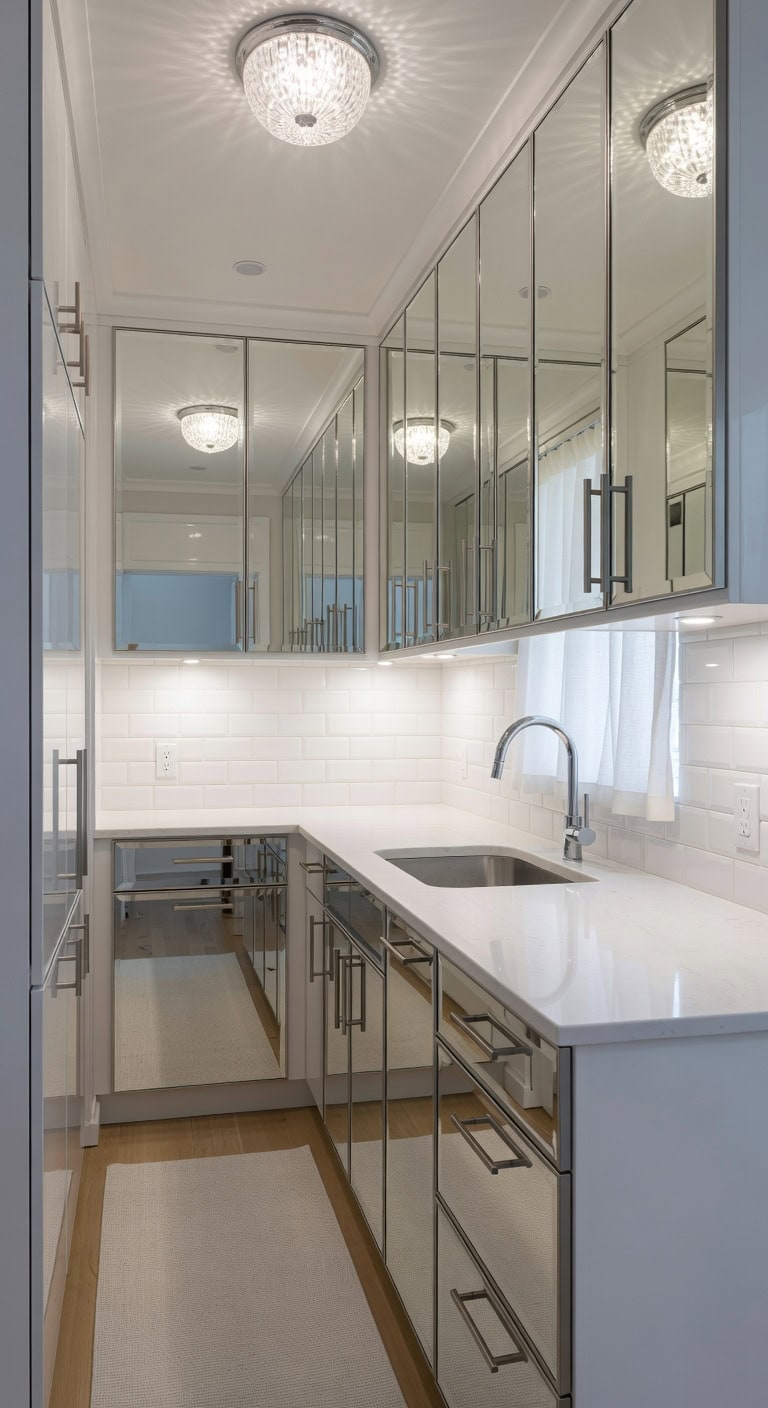 reflective spacious shimmery uncluttered