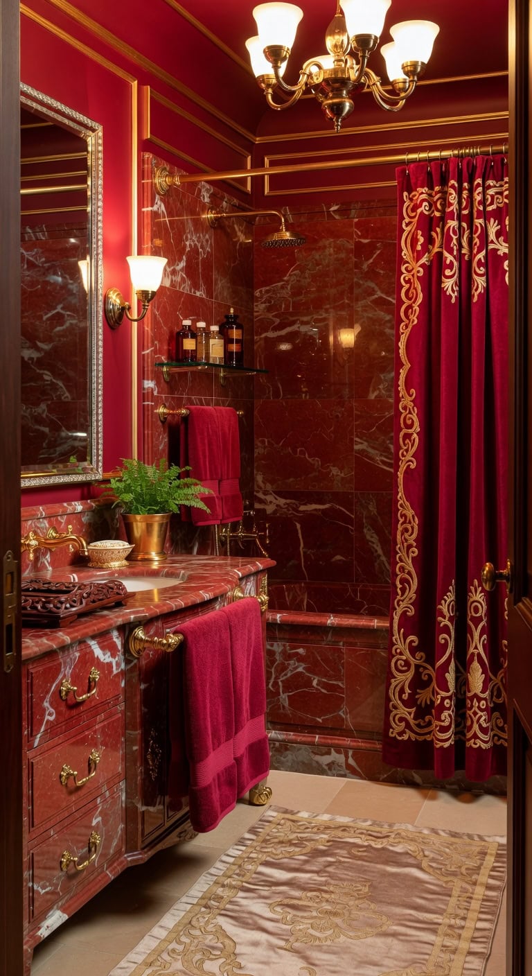 regal crimson and gold bath