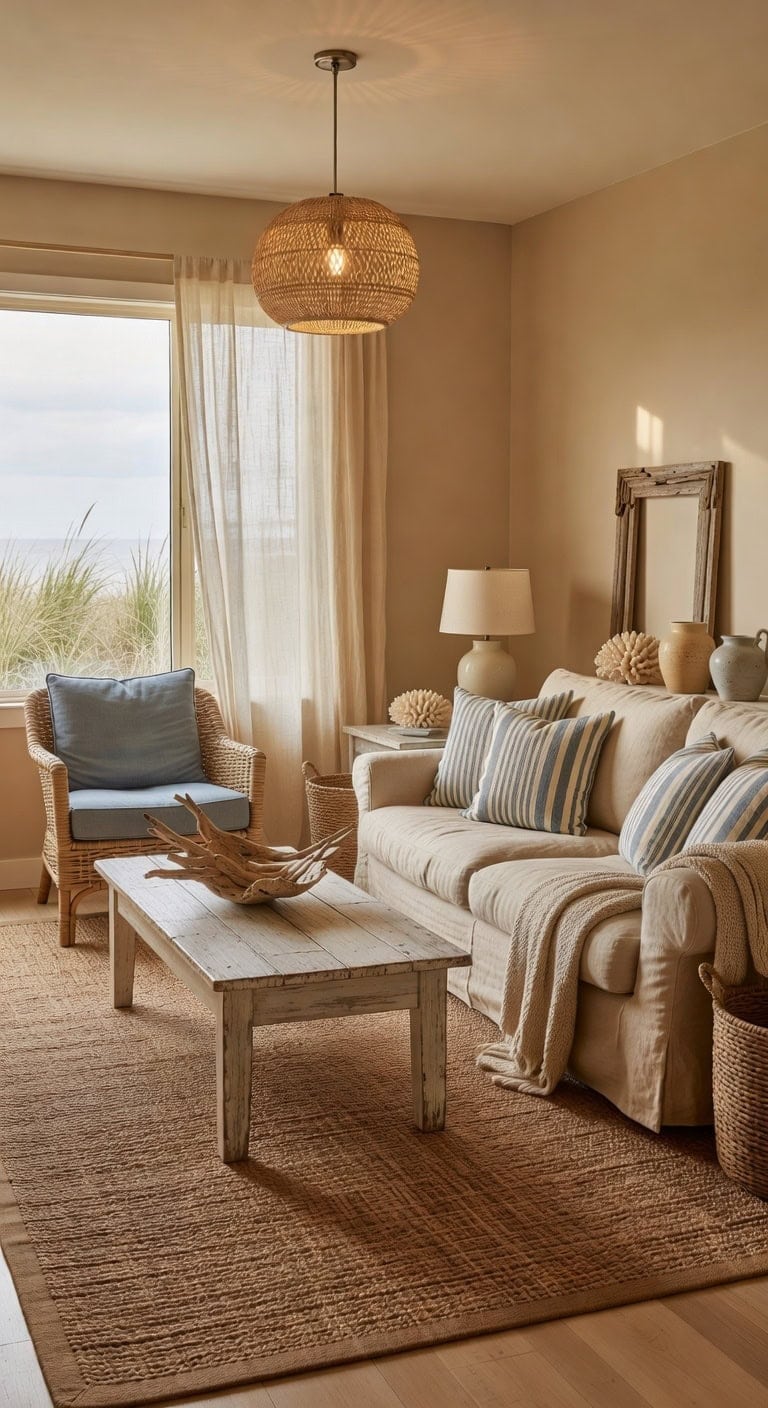 relaxed coastal charm with earthy tones