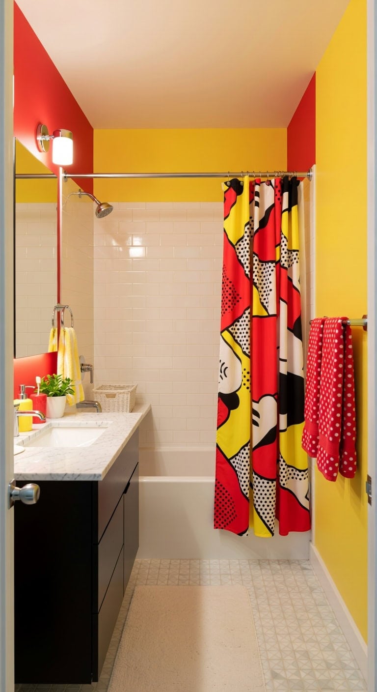 retro red and yellow bath