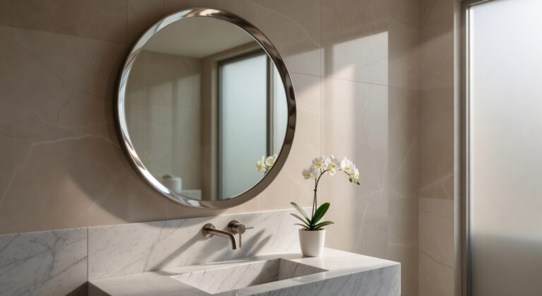 round frameless beveled mirrors