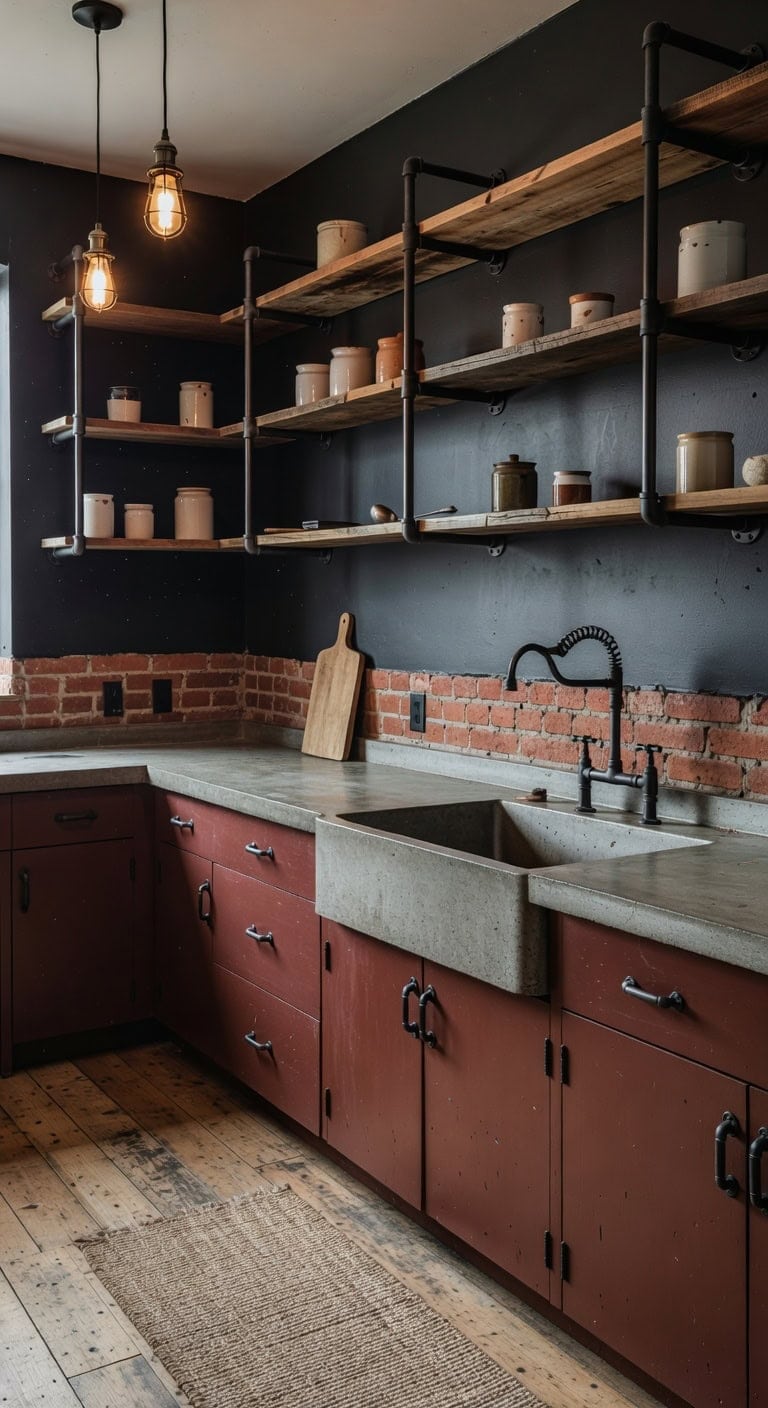 rugged industrial chic kitchen shelving