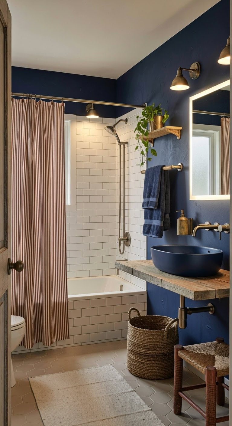 rust and navy coastal warmth