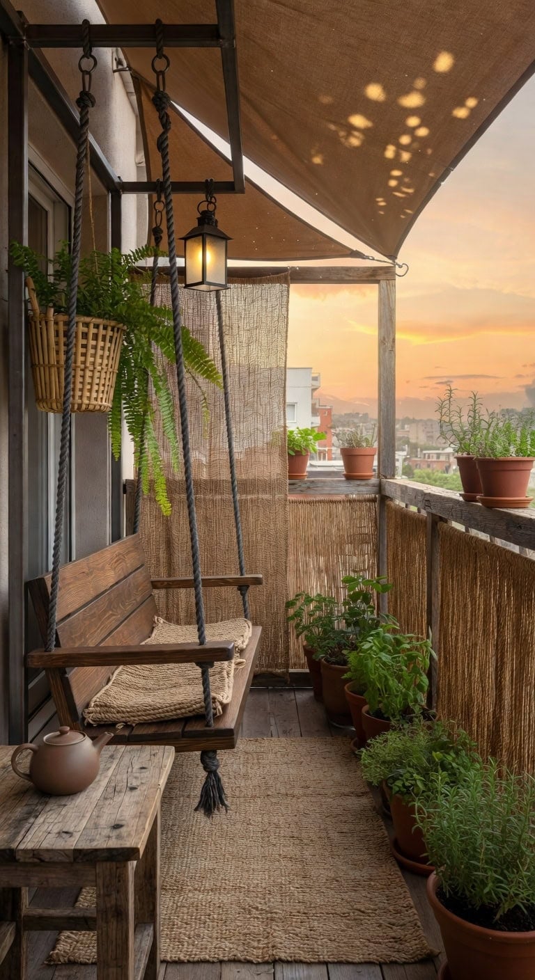 rustic brown wood swing