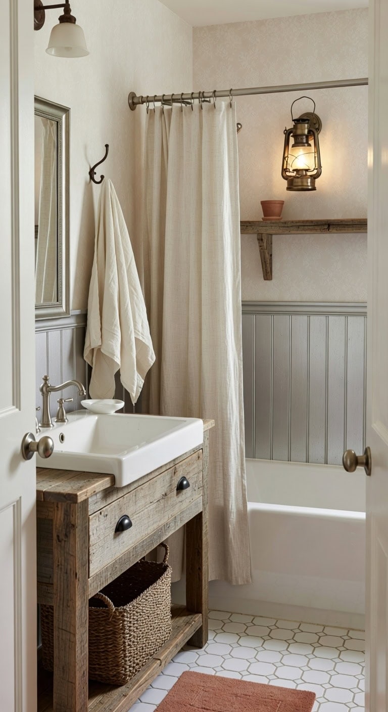 rustic farmhouse bathroom accents