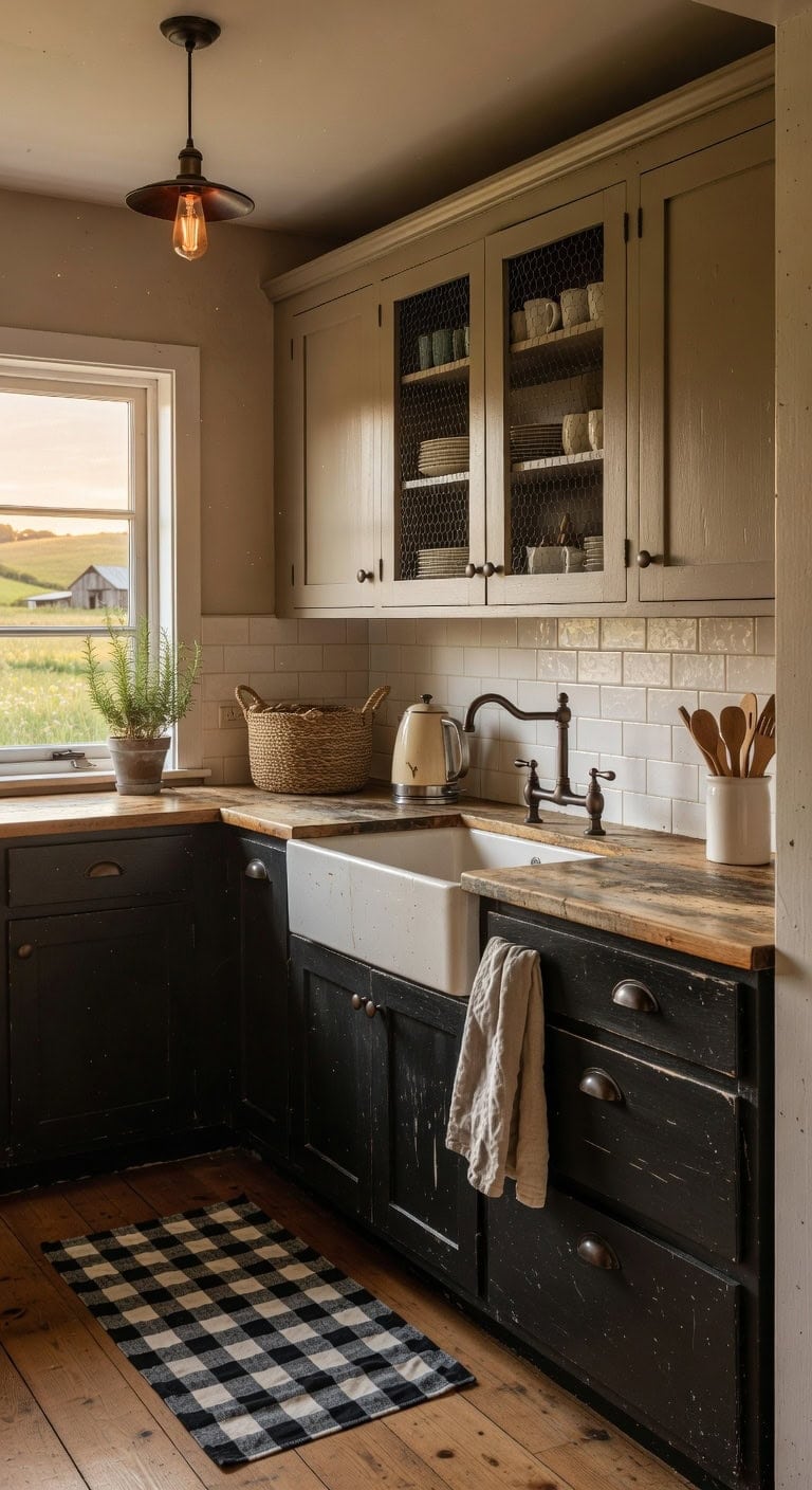 rustic farmhouse kitchen cabinet inserts